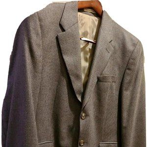 42R Ralph Lauren Brown Tooth Over Check LAMBSWOOL Tweed Blazer Jacket Sport Coat